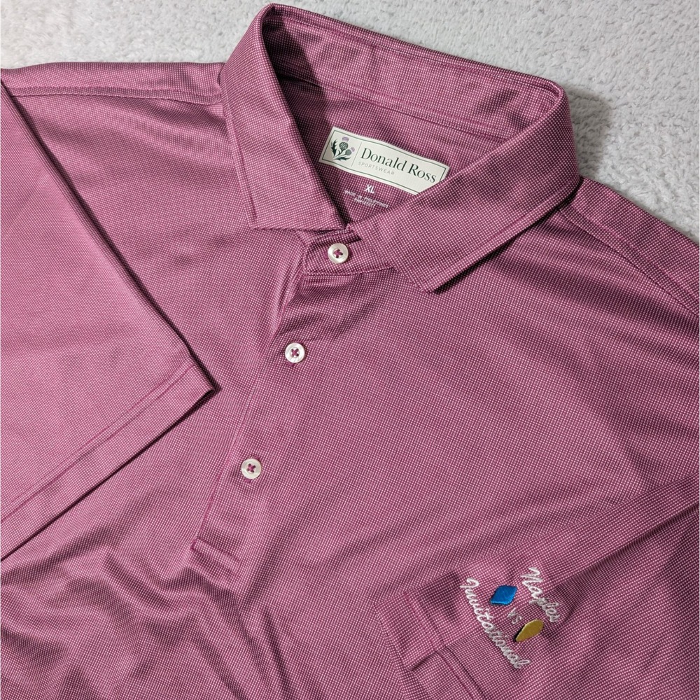 NEW! Donald Ross Polo Shirt‎ Mens XL Pink Stretch Naples Invitational Golf S/S